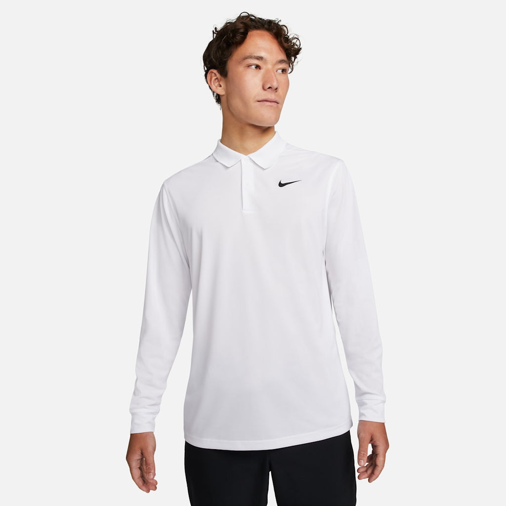Nike Dri-Fit Victory Solid Long Sleeve Polo – White