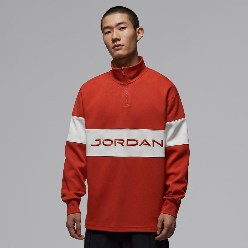 Jordan Half-Zip Fleece Sweatshirt – Red/White