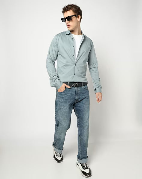 Armani Exchange men’s full-sleeve shirt Blue