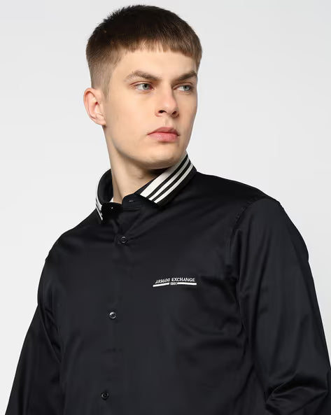 Armani Exchange Black Full Sleeve Shirt