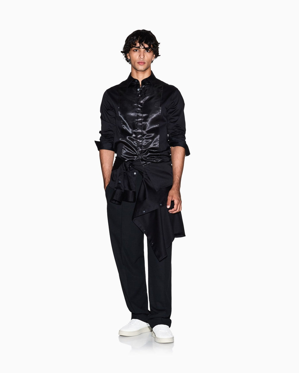 Armani Exchange Black Full Sleeve Party Wear Shirt