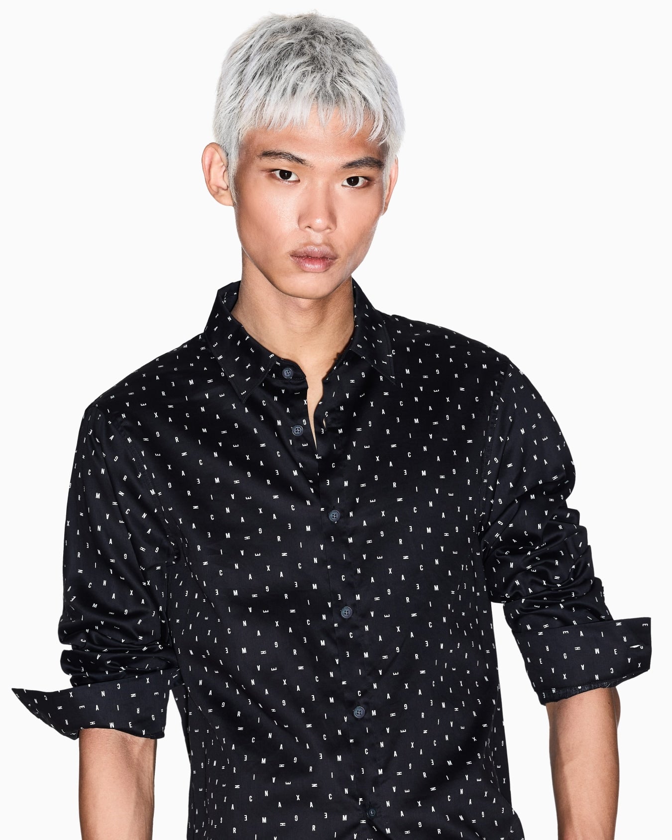 Armani Exchange Star Black & White Full Sleeve Shirt