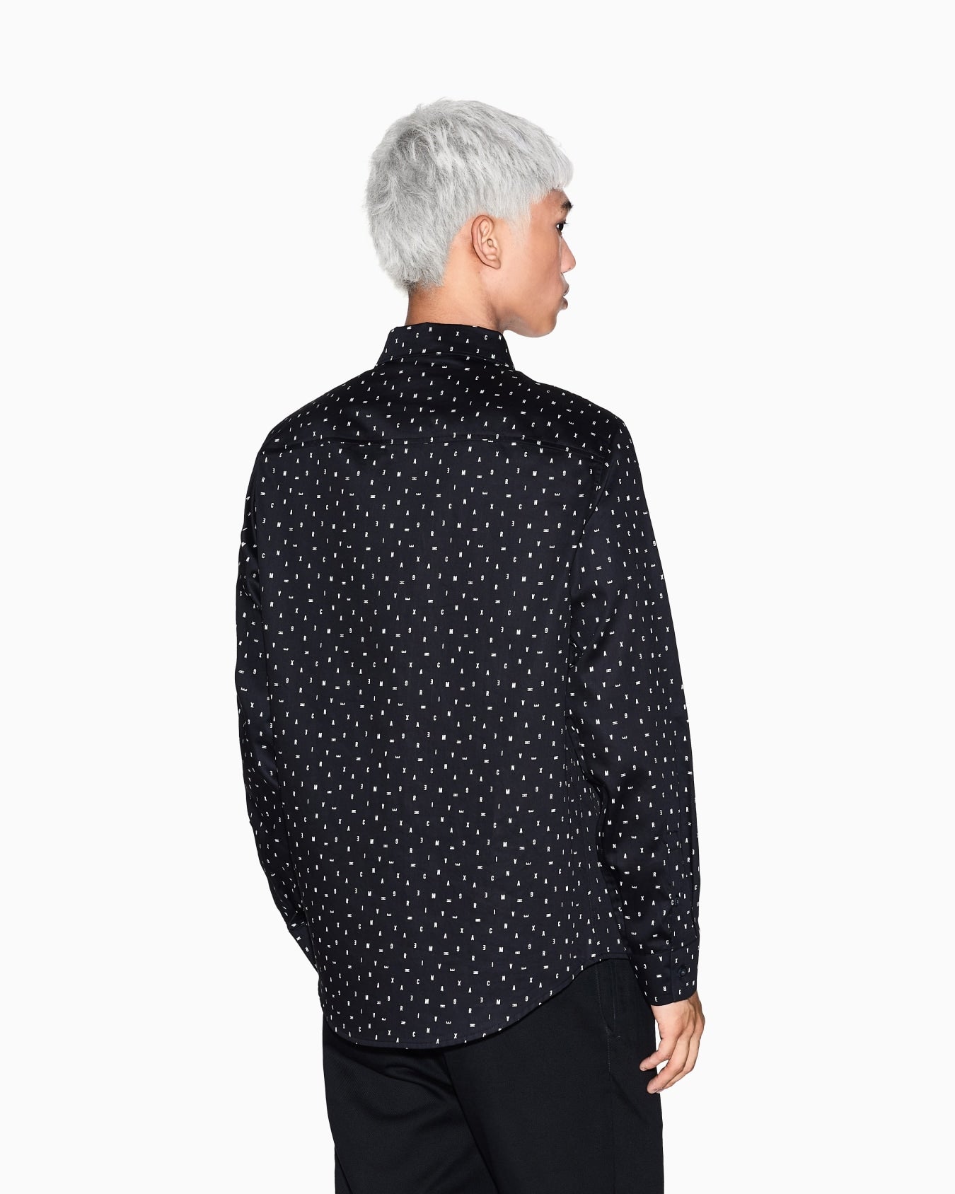 Armani Exchange Star Black & White Full Sleeve Shirt