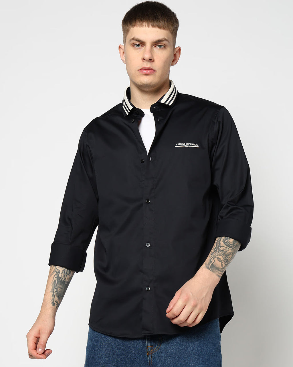 Armani Exchange Black Full Sleeve Shirt