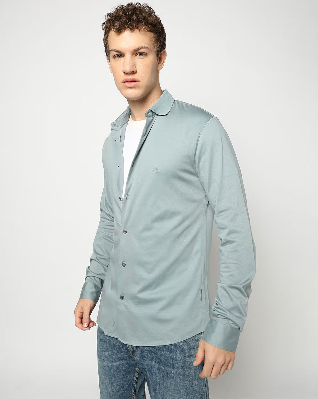 Armani Exchange men’s full-sleeve shirt Blue